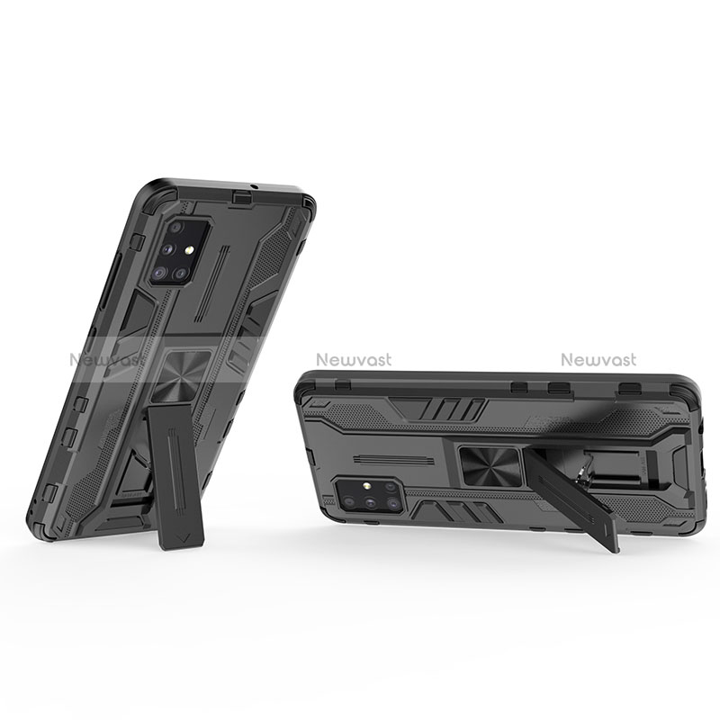 Silicone Matte Finish and Plastic Back Cover Case with Magnetic Stand KC1 for Samsung Galaxy M40S