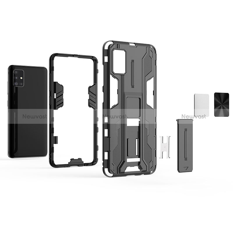 Silicone Matte Finish and Plastic Back Cover Case with Magnetic Stand KC1 for Samsung Galaxy M40S