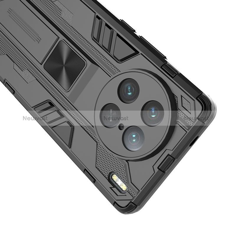 Silicone Matte Finish and Plastic Back Cover Case with Magnetic Stand KC1 for Vivo X90 Pro 5G
