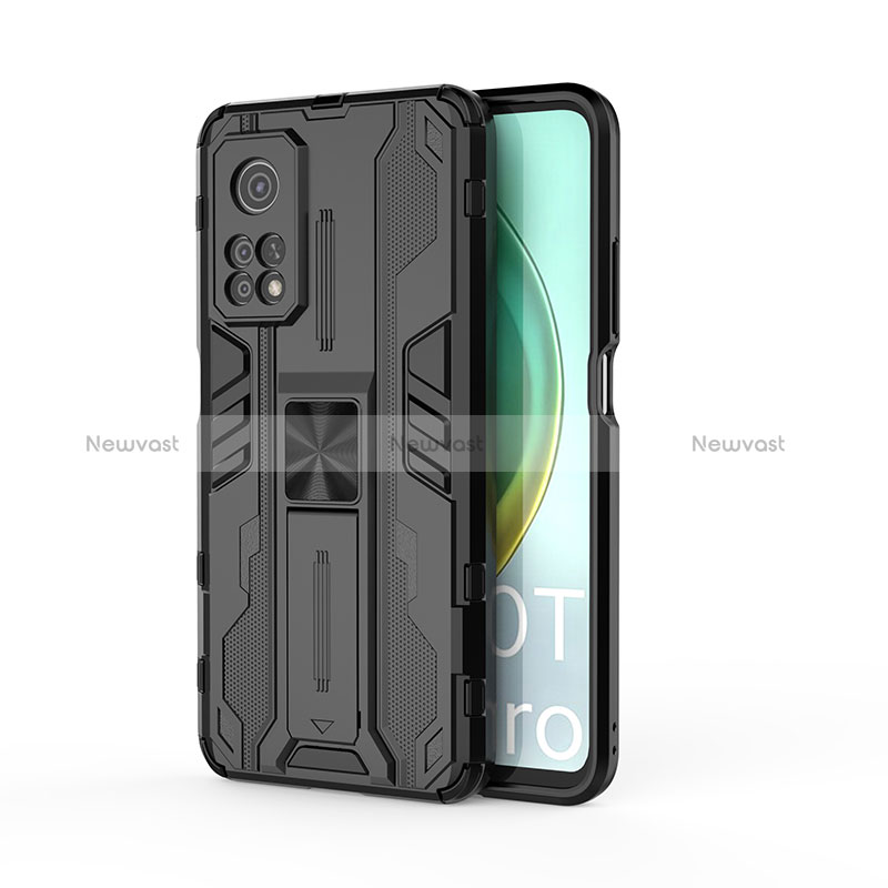 Silicone Matte Finish and Plastic Back Cover Case with Magnetic Stand KC1 for Xiaomi Mi 10T Pro 5G