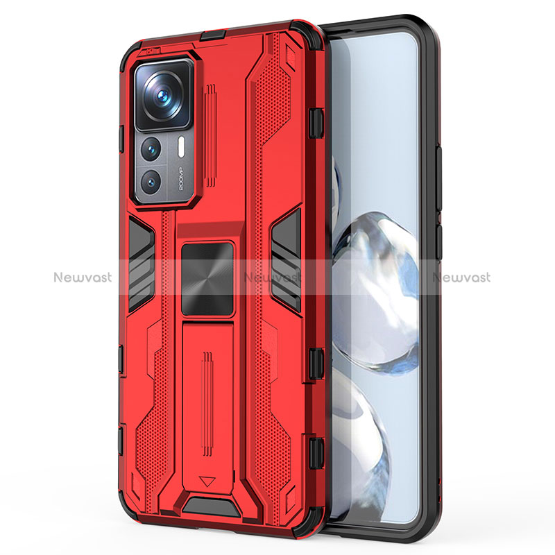 Silicone Matte Finish and Plastic Back Cover Case with Magnetic Stand KC1 for Xiaomi Mi 12T Pro 5G