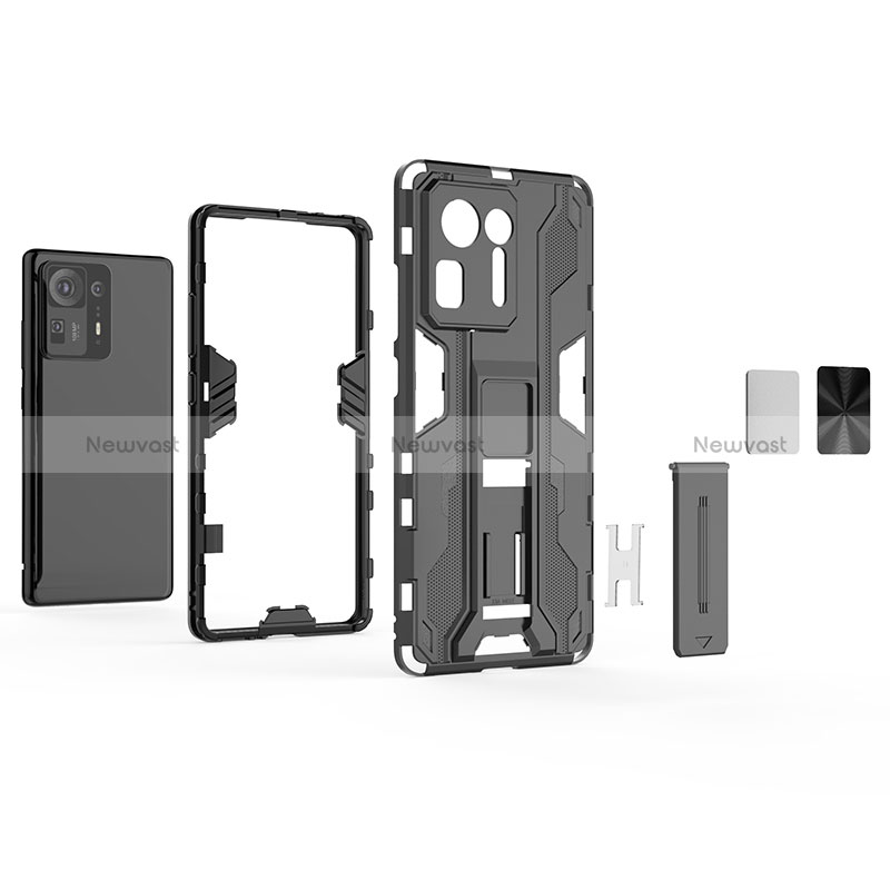 Silicone Matte Finish and Plastic Back Cover Case with Magnetic Stand KC1 for Xiaomi Mi Mix 4 5G