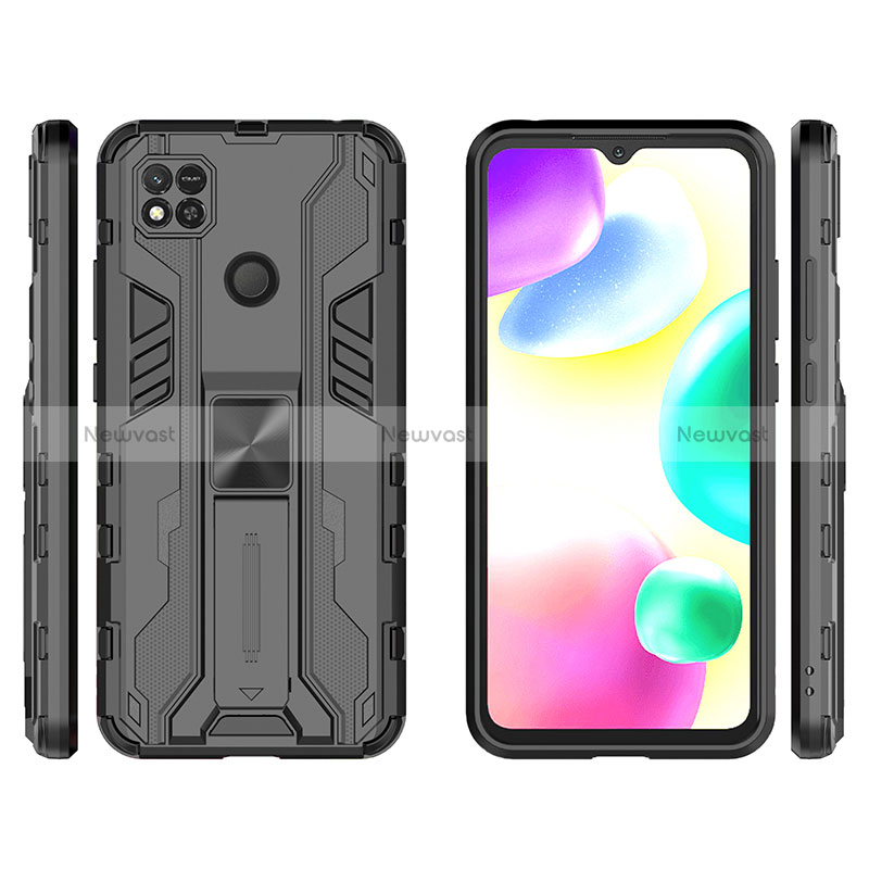 Silicone Matte Finish and Plastic Back Cover Case with Magnetic Stand KC1 for Xiaomi Redmi 9 India