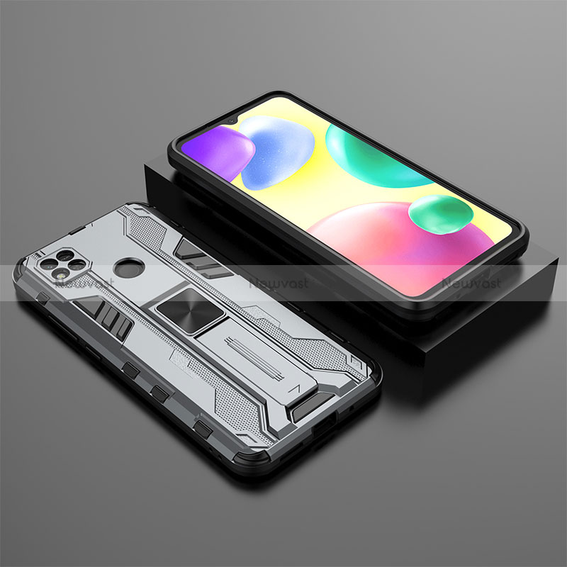 Silicone Matte Finish and Plastic Back Cover Case with Magnetic Stand KC1 for Xiaomi Redmi 9 India