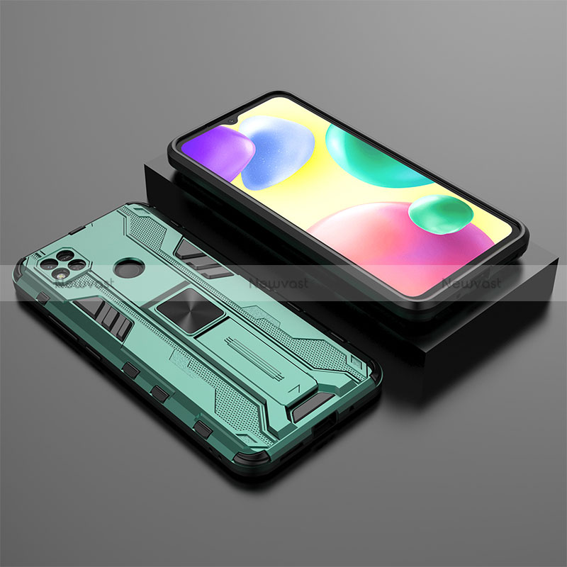 Silicone Matte Finish and Plastic Back Cover Case with Magnetic Stand KC1 for Xiaomi Redmi 9C