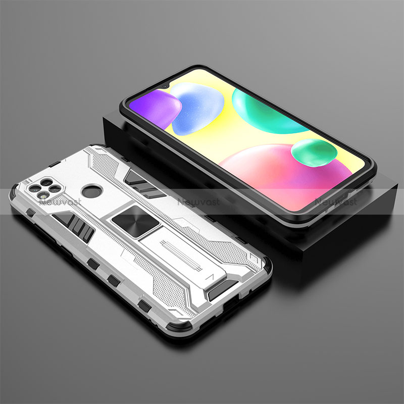 Silicone Matte Finish and Plastic Back Cover Case with Magnetic Stand KC1 for Xiaomi Redmi 9C