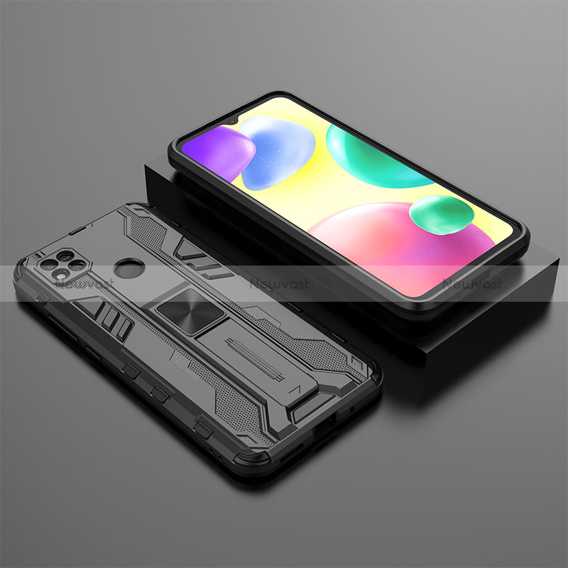 Silicone Matte Finish and Plastic Back Cover Case with Magnetic Stand KC1 for Xiaomi Redmi 9C