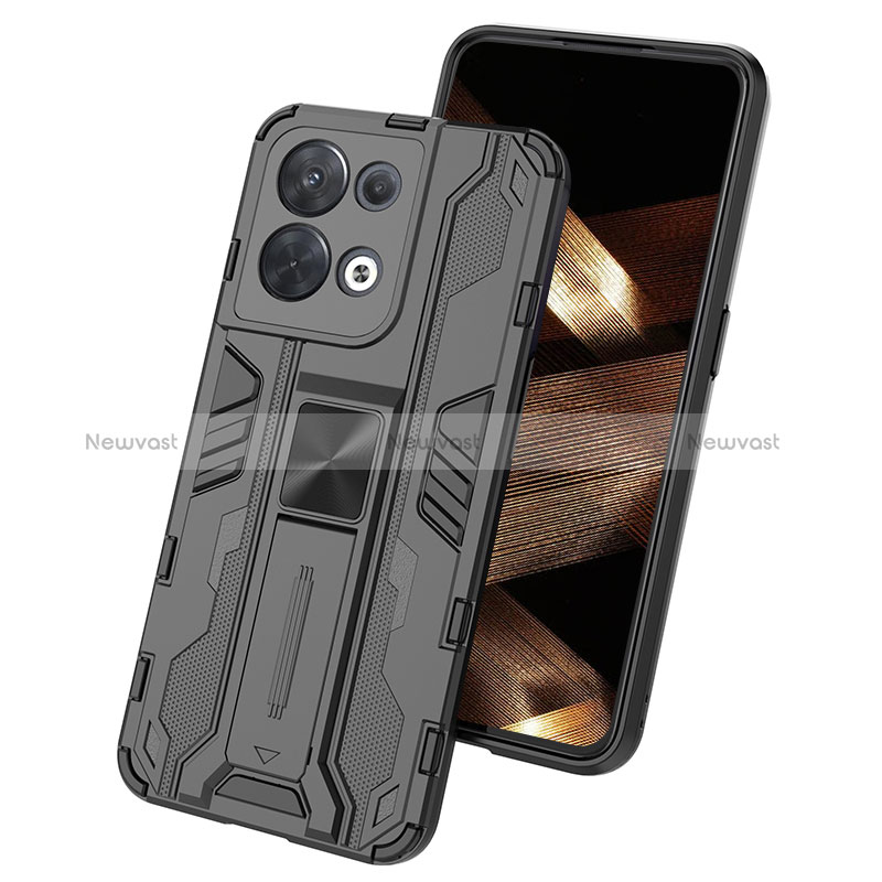 Silicone Matte Finish and Plastic Back Cover Case with Magnetic Stand KC1 for Xiaomi Redmi Note 13 Pro 5G