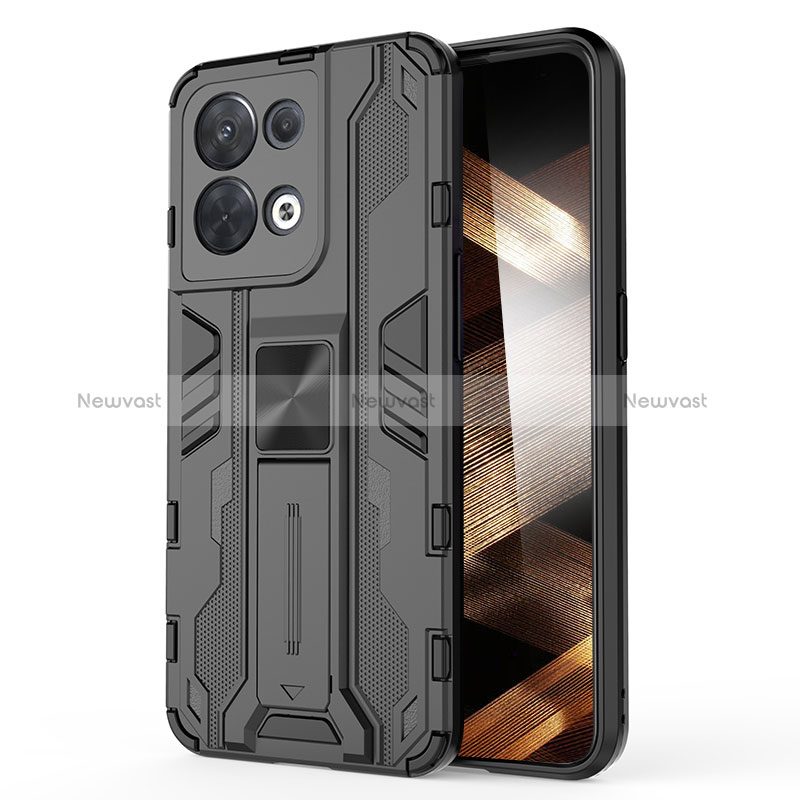 Silicone Matte Finish and Plastic Back Cover Case with Magnetic Stand KC1 for Xiaomi Redmi Note 13 Pro 5G