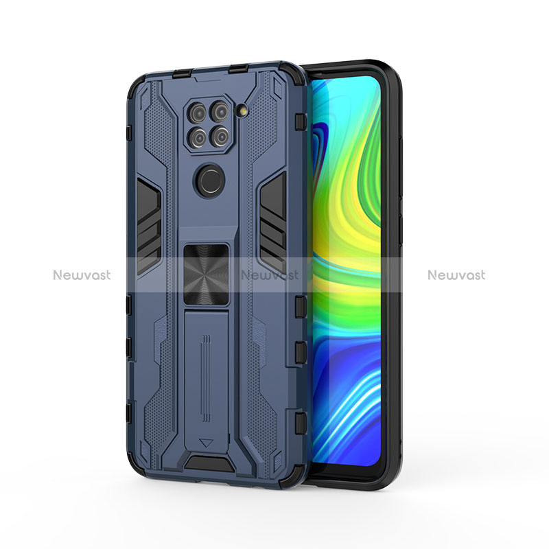 Silicone Matte Finish and Plastic Back Cover Case with Magnetic Stand KC1 for Xiaomi Redmi Note 9