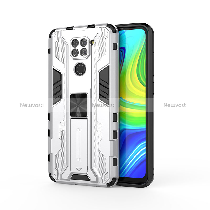 Silicone Matte Finish and Plastic Back Cover Case with Magnetic Stand KC1 for Xiaomi Redmi Note 9