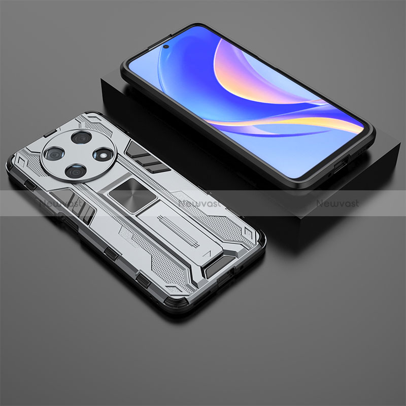 Silicone Matte Finish and Plastic Back Cover Case with Magnetic Stand KC2 for Huawei Nova Y90