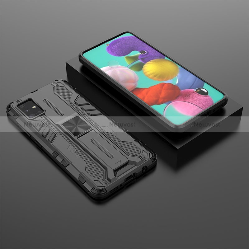 Silicone Matte Finish and Plastic Back Cover Case with Magnetic Stand KC2 for Samsung Galaxy A51 5G