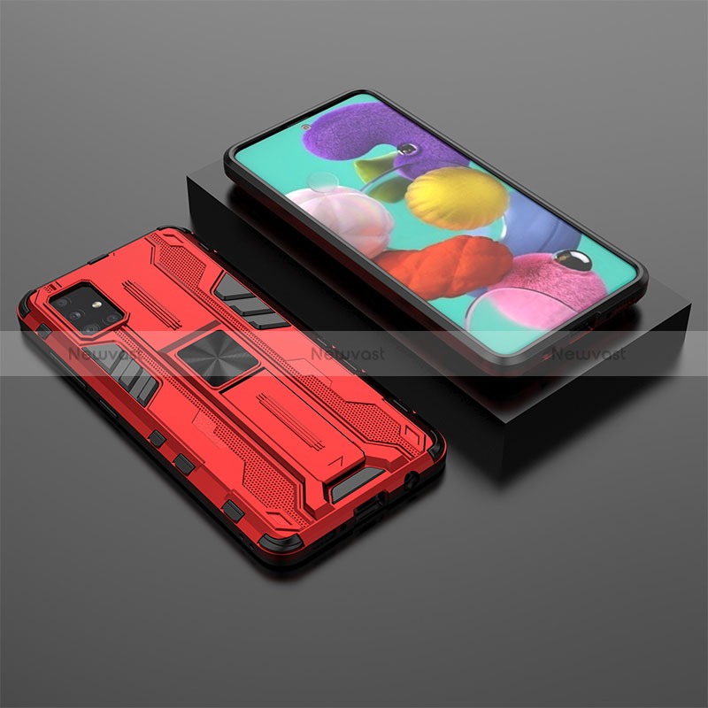 Silicone Matte Finish and Plastic Back Cover Case with Magnetic Stand KC2 for Samsung Galaxy A51 5G