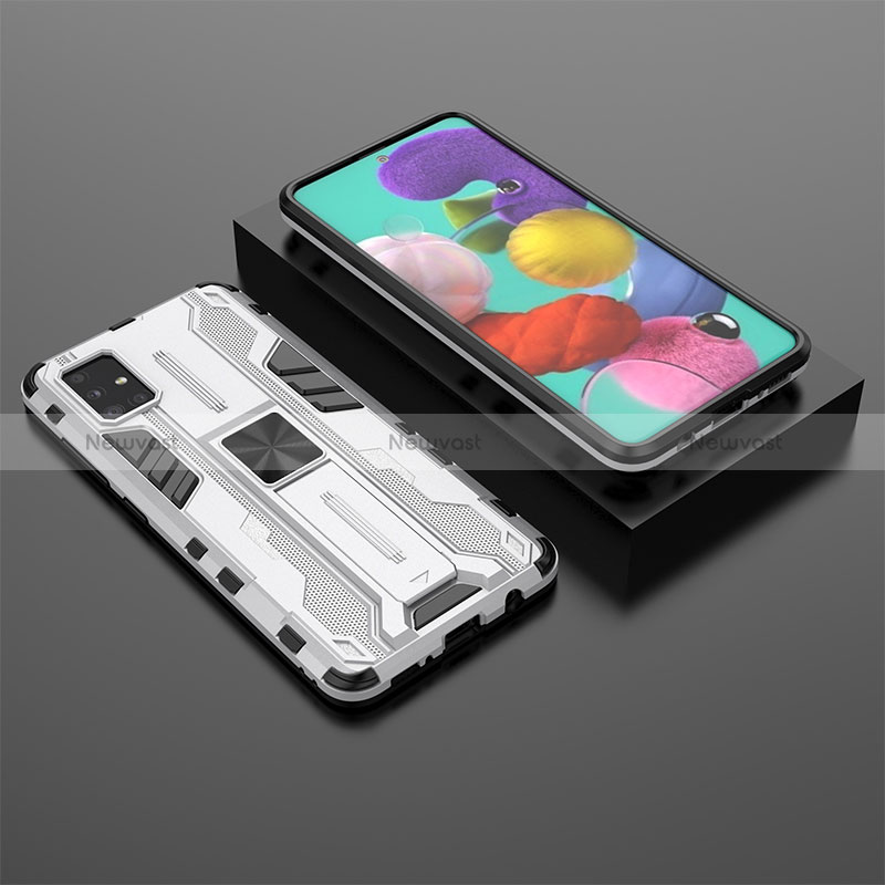 Silicone Matte Finish and Plastic Back Cover Case with Magnetic Stand KC2 for Samsung Galaxy A51 5G