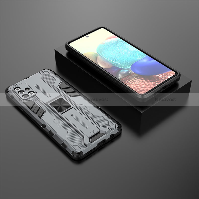 Silicone Matte Finish and Plastic Back Cover Case with Magnetic Stand KC2 for Samsung Galaxy A71 5G