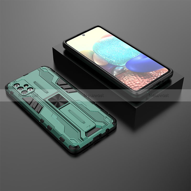 Silicone Matte Finish and Plastic Back Cover Case with Magnetic Stand KC2 for Samsung Galaxy A71 5G