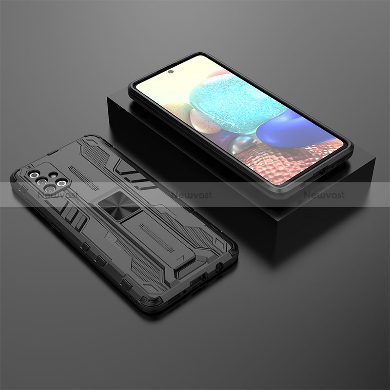 Silicone Matte Finish and Plastic Back Cover Case with Magnetic Stand KC2 for Samsung Galaxy A71 5G