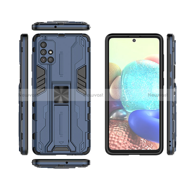 Silicone Matte Finish and Plastic Back Cover Case with Magnetic Stand KC2 for Samsung Galaxy A71 5G