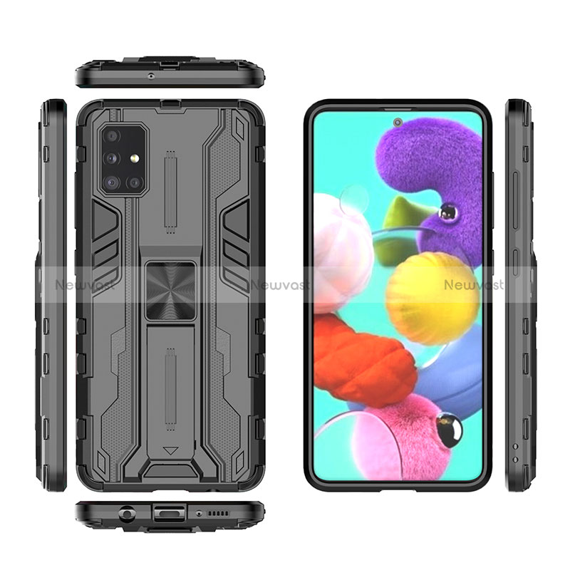 Silicone Matte Finish and Plastic Back Cover Case with Magnetic Stand KC2 for Samsung Galaxy M40S