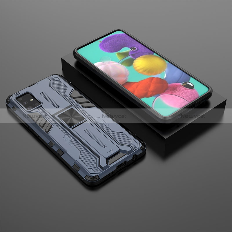 Silicone Matte Finish and Plastic Back Cover Case with Magnetic Stand KC2 for Samsung Galaxy M40S