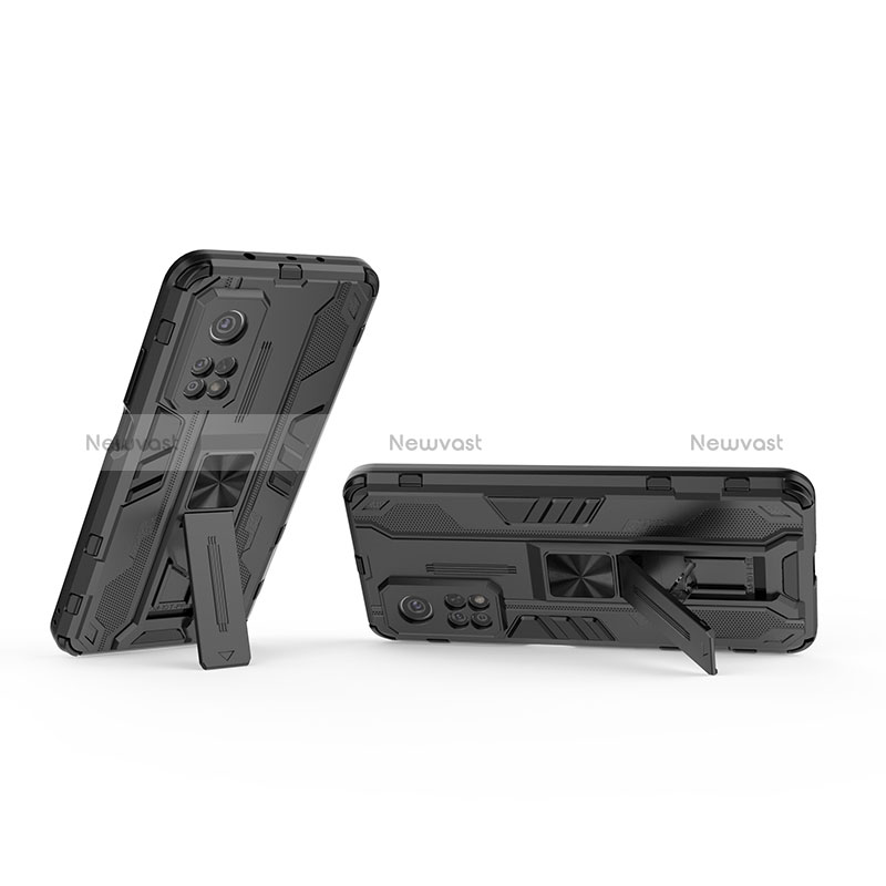 Silicone Matte Finish and Plastic Back Cover Case with Magnetic Stand KC2 for Xiaomi Mi 10T 5G