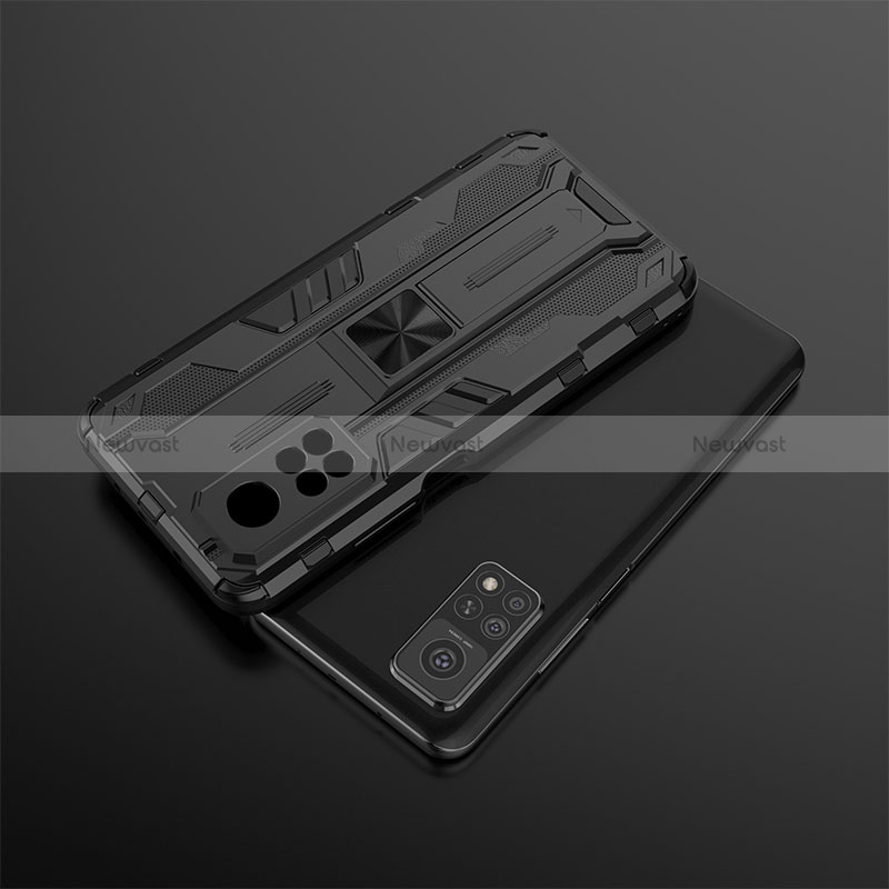 Silicone Matte Finish and Plastic Back Cover Case with Magnetic Stand KC2 for Xiaomi Mi 10T 5G