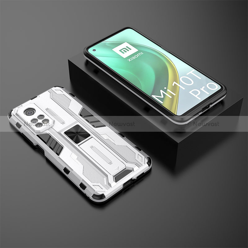 Silicone Matte Finish and Plastic Back Cover Case with Magnetic Stand KC2 for Xiaomi Mi 10T 5G