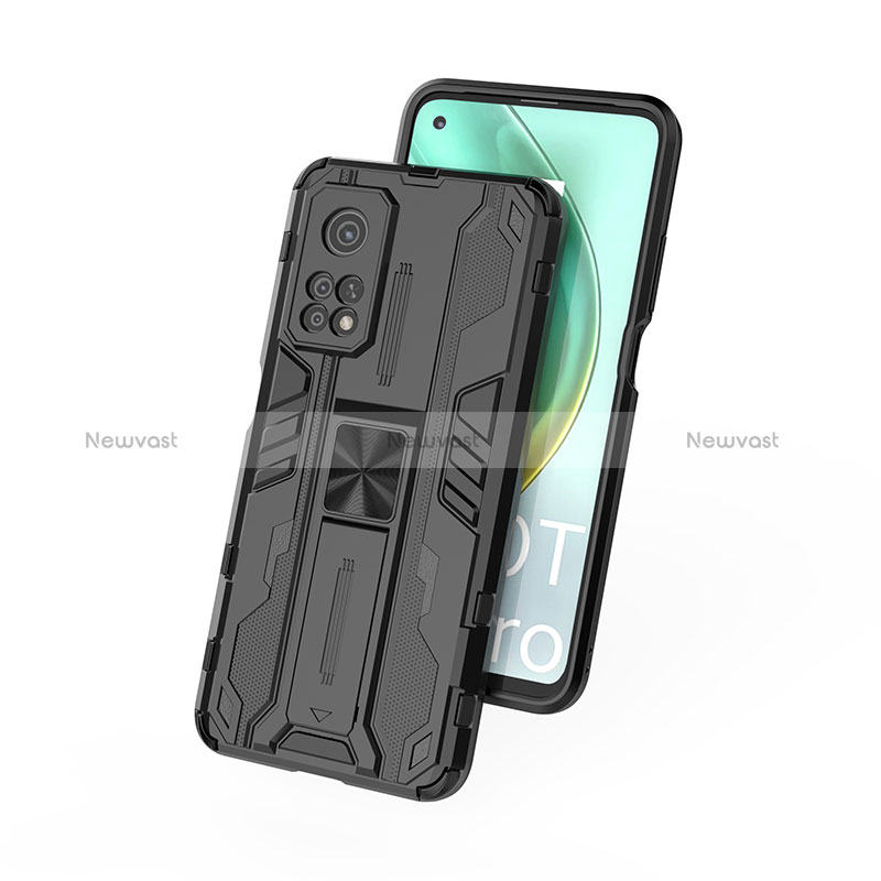 Silicone Matte Finish and Plastic Back Cover Case with Magnetic Stand KC2 for Xiaomi Mi 10T Pro 5G