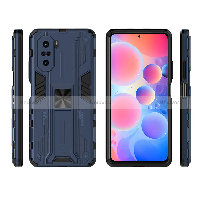 Silicone Matte Finish and Plastic Back Cover Case with Magnetic Stand KC2 for Xiaomi Mi 11X Pro 5G