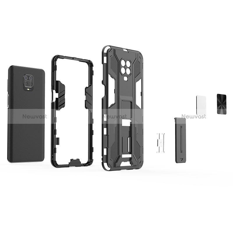Silicone Matte Finish and Plastic Back Cover Case with Magnetic Stand KC2 for Xiaomi Poco M2 Pro