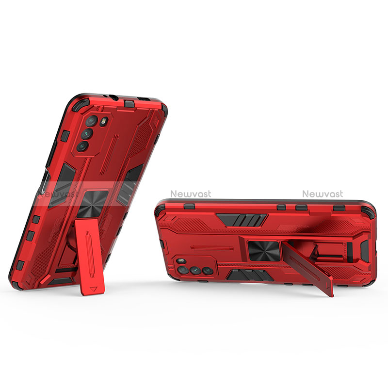Silicone Matte Finish and Plastic Back Cover Case with Magnetic Stand KC2 for Xiaomi Poco M3
