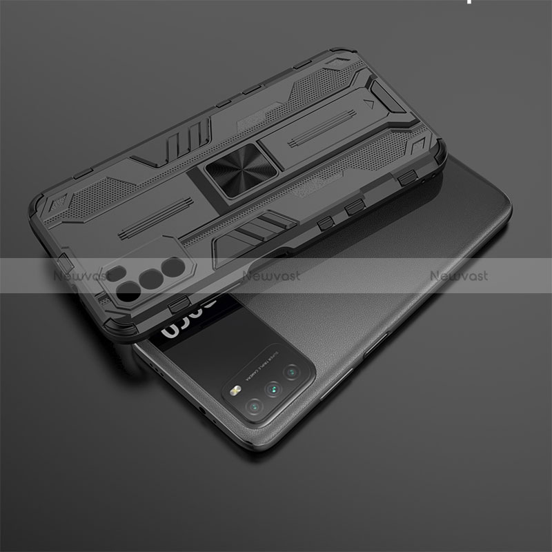 Silicone Matte Finish and Plastic Back Cover Case with Magnetic Stand KC2 for Xiaomi Poco M3