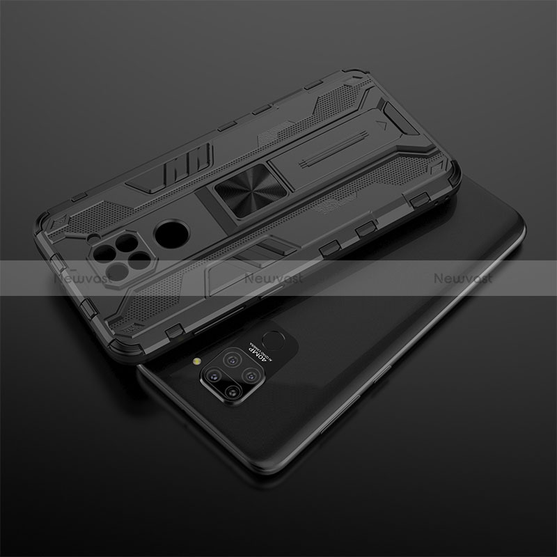 Silicone Matte Finish and Plastic Back Cover Case with Magnetic Stand KC2 for Xiaomi Redmi 10X 4G