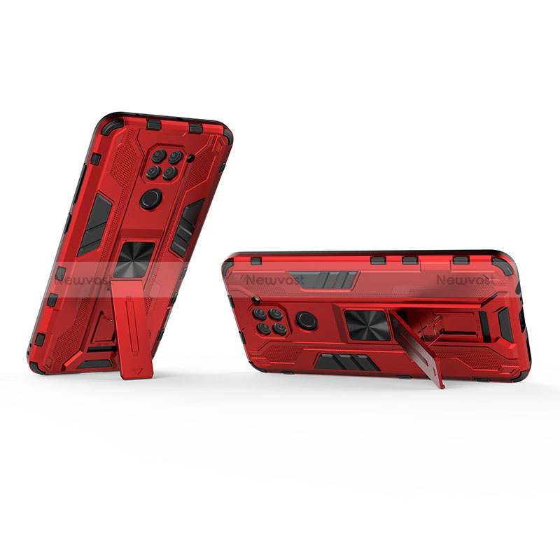 Silicone Matte Finish and Plastic Back Cover Case with Magnetic Stand KC2 for Xiaomi Redmi 10X 4G