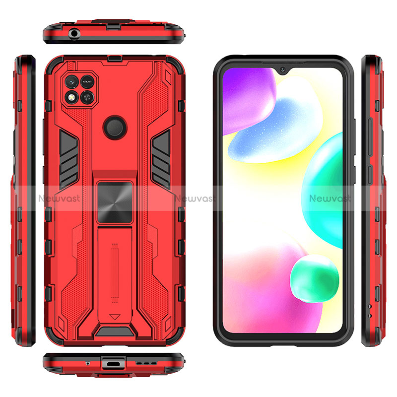 Silicone Matte Finish and Plastic Back Cover Case with Magnetic Stand KC2 for Xiaomi Redmi 9C