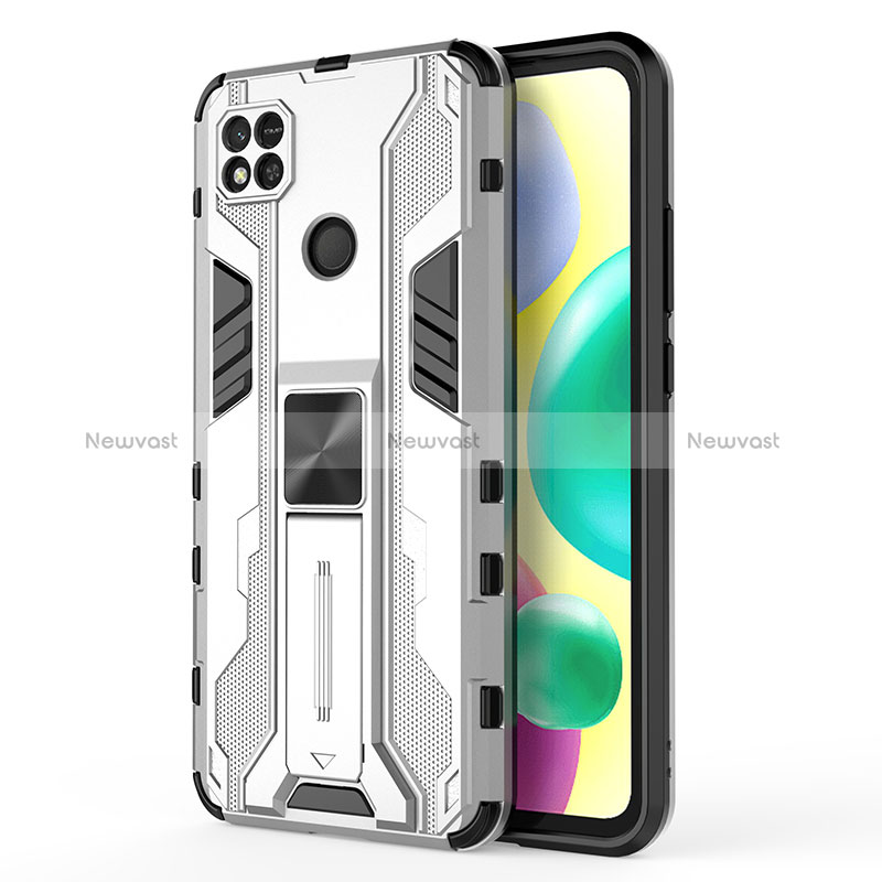 Silicone Matte Finish and Plastic Back Cover Case with Magnetic Stand KC2 for Xiaomi Redmi 9C