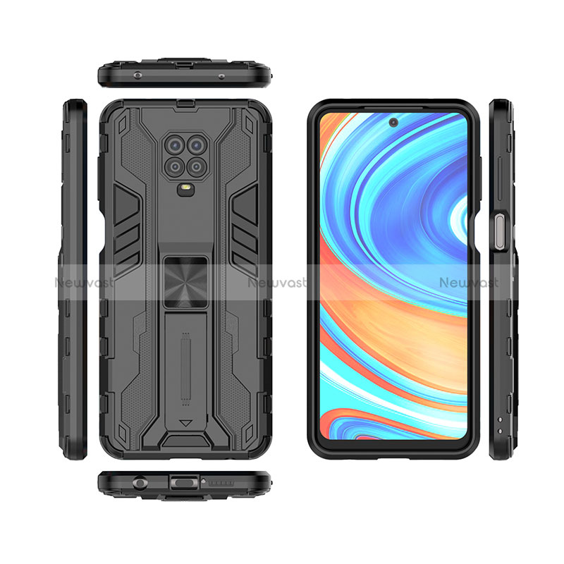 Silicone Matte Finish and Plastic Back Cover Case with Magnetic Stand KC2 for Xiaomi Redmi Note 9 Pro Max