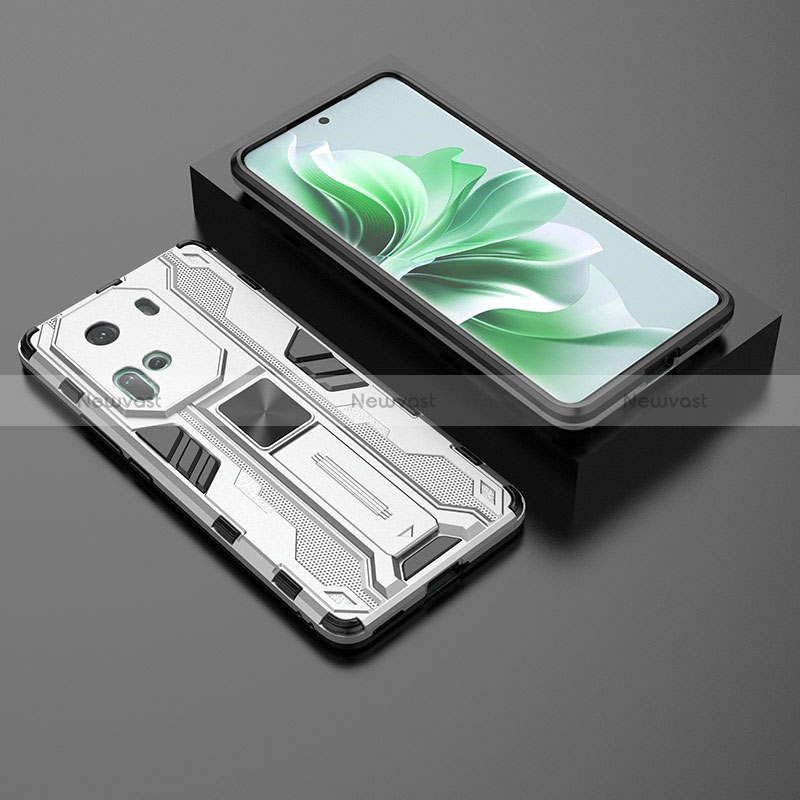Silicone Matte Finish and Plastic Back Cover Case with Magnetic Stand KC3 for Oppo Reno11 5G