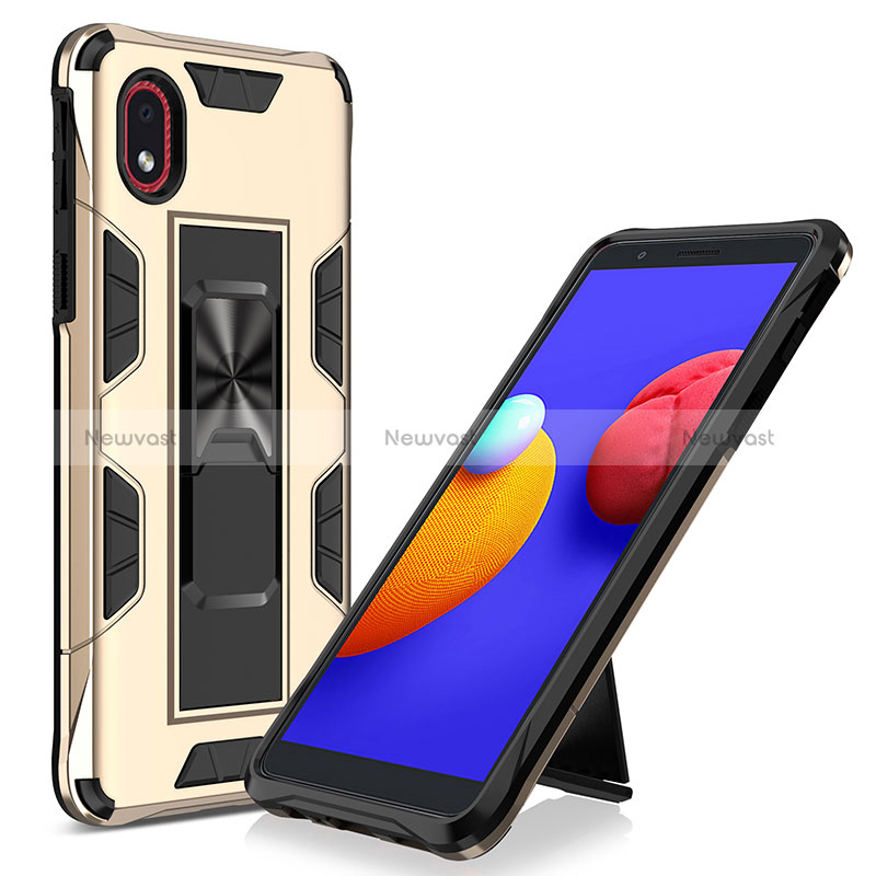 Silicone Matte Finish and Plastic Back Cover Case with Magnetic Stand MQ1 for Samsung Galaxy A01 Core
