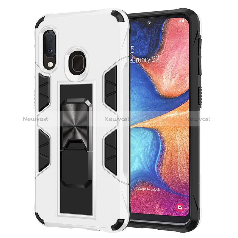 Silicone Matte Finish and Plastic Back Cover Case with Magnetic Stand MQ1 for Samsung Galaxy A20e