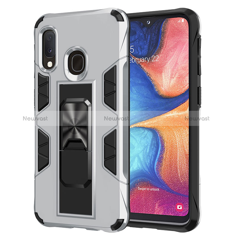 Silicone Matte Finish and Plastic Back Cover Case with Magnetic Stand MQ1 for Samsung Galaxy A20e