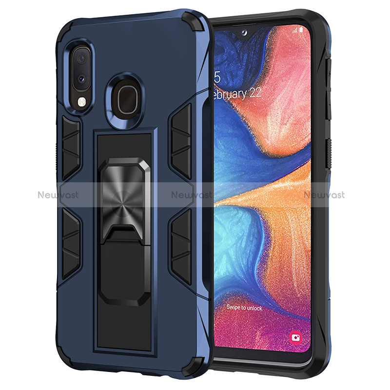 Silicone Matte Finish and Plastic Back Cover Case with Magnetic Stand MQ1 for Samsung Galaxy A20e