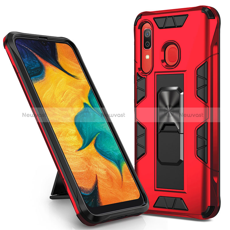 Silicone Matte Finish and Plastic Back Cover Case with Magnetic Stand MQ1 for Samsung Galaxy A30