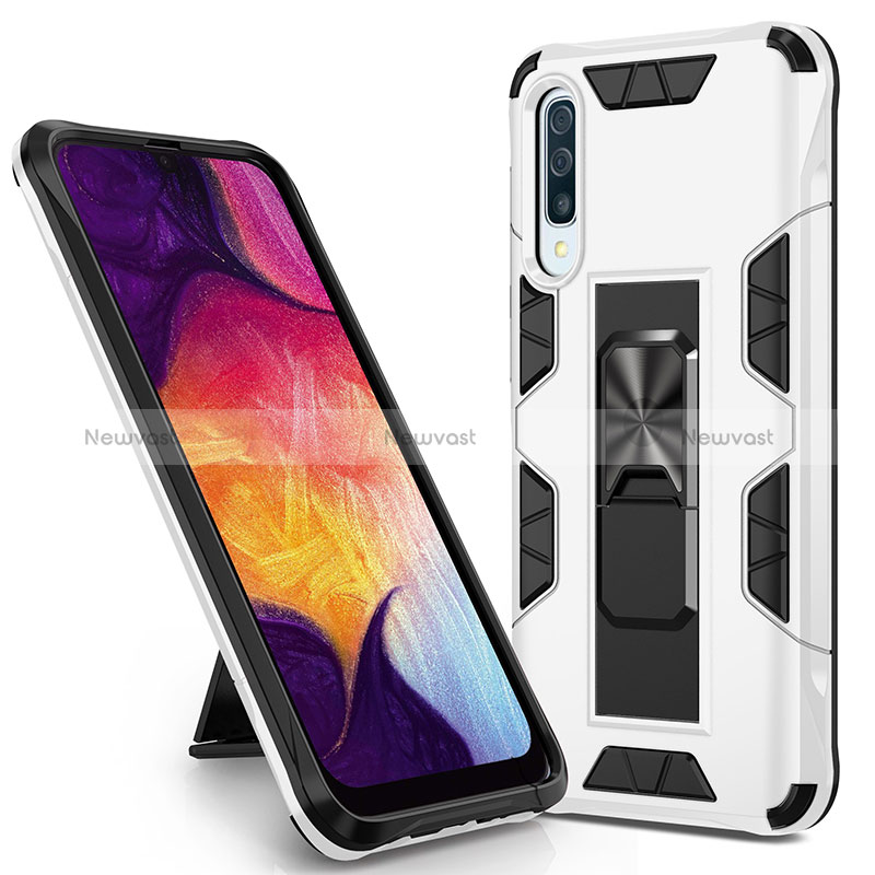 Silicone Matte Finish and Plastic Back Cover Case with Magnetic Stand MQ1 for Samsung Galaxy A30S