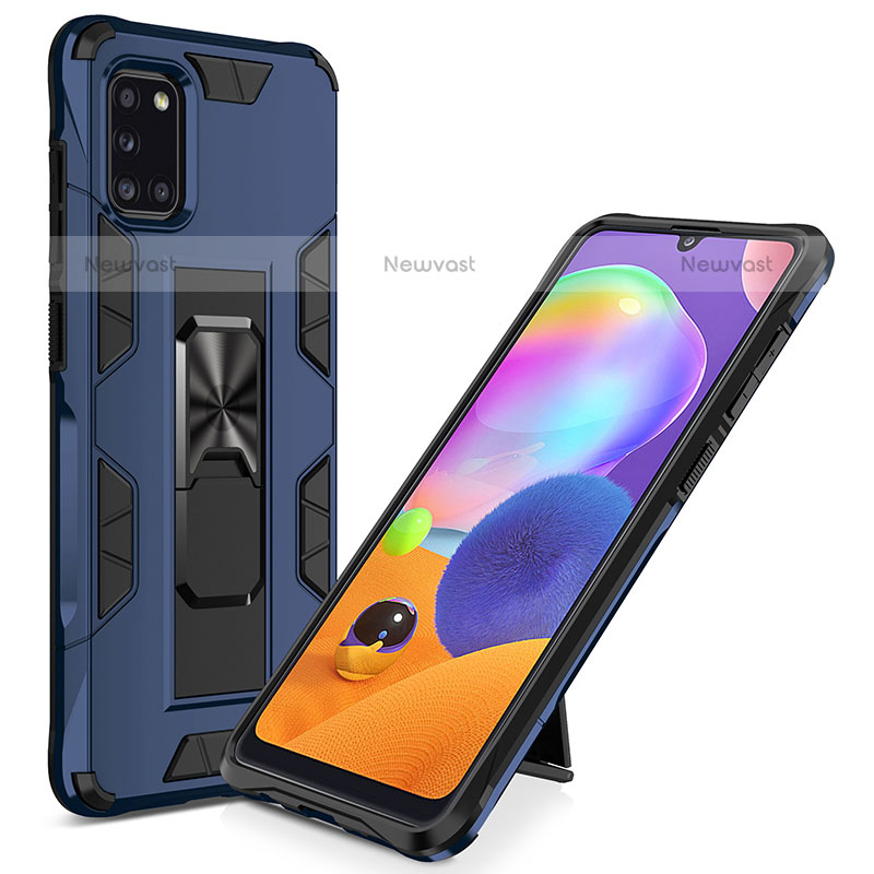 Silicone Matte Finish and Plastic Back Cover Case with Magnetic Stand MQ1 for Samsung Galaxy A31