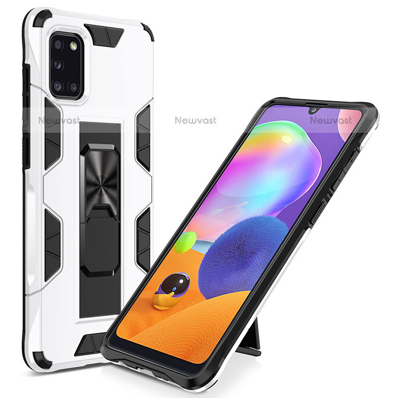 Silicone Matte Finish and Plastic Back Cover Case with Magnetic Stand MQ1 for Samsung Galaxy A31