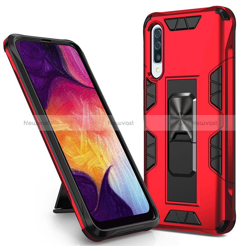 Silicone Matte Finish and Plastic Back Cover Case with Magnetic Stand MQ1 for Samsung Galaxy A50