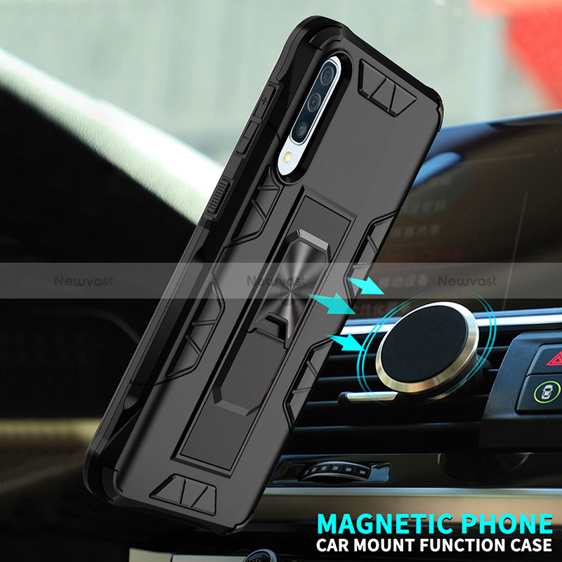 Silicone Matte Finish and Plastic Back Cover Case with Magnetic Stand MQ1 for Samsung Galaxy A50S