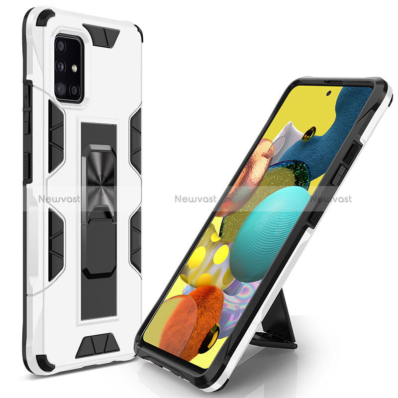 Silicone Matte Finish and Plastic Back Cover Case with Magnetic Stand MQ1 for Samsung Galaxy A51 5G